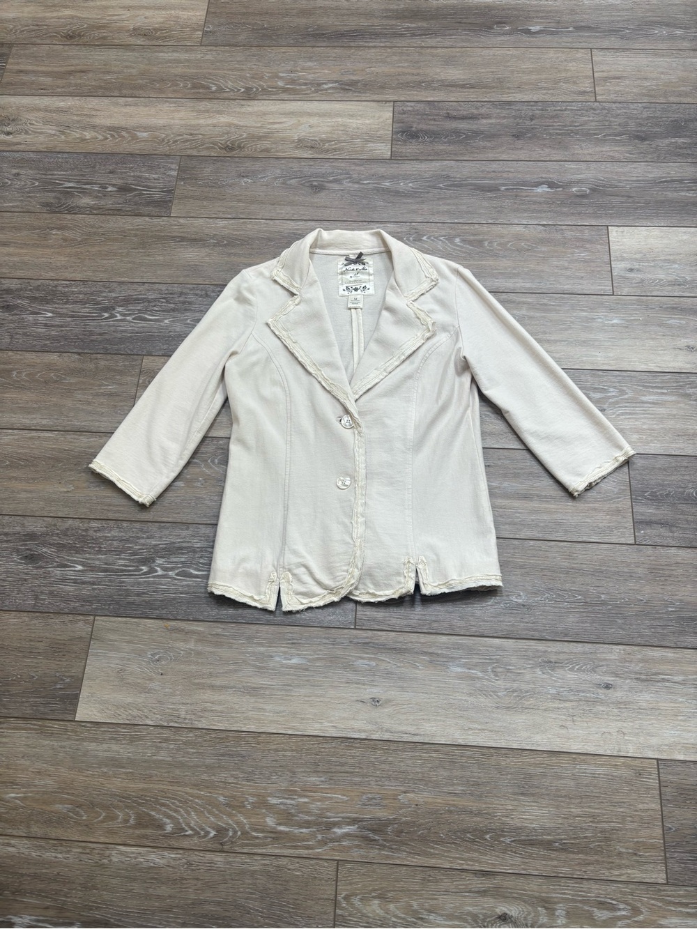 Nick & Mo Blazer Sz M Cream Anthropologie Cottagecore Jacket Boho Office Preppy
